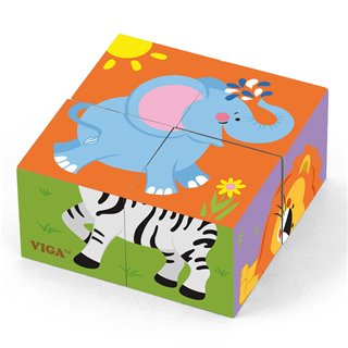 Cube puzzle - wild animals - 4 pieces